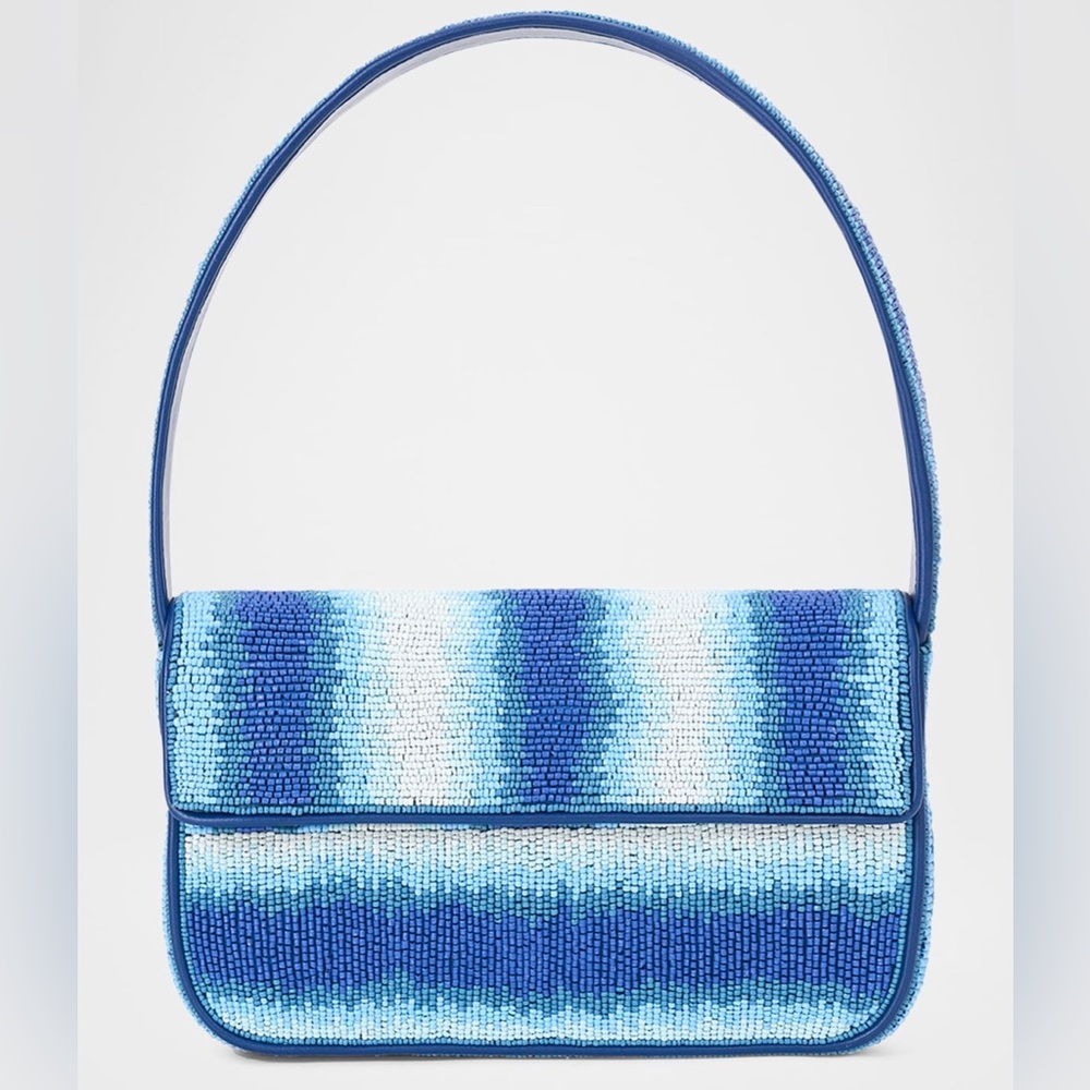 Price Firm - STAUD Tommy Ombré Striped Beaded Shoulder Bag in Ride the Wave - Picture 11 of 11